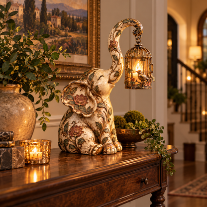 🐘✨ Boho Elephant Glow™ | Vintage Floral Ambient Light