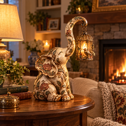 🐘✨ Boho Elephant Glow™ | Vintage Floral Ambient Light
