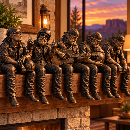 🏍️🧔 Old Biker Soul™ | Rustic Motorcycle Rider Shelf Sitters