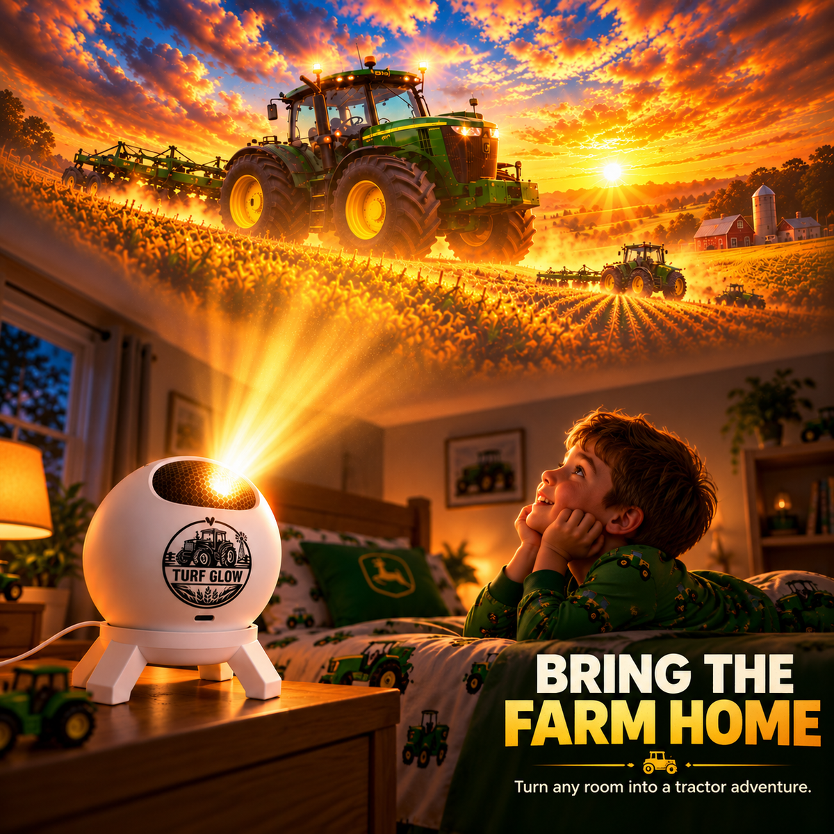 🌾🚜 Farm Adventure Projector – Tractor-Themed Bedroom Light