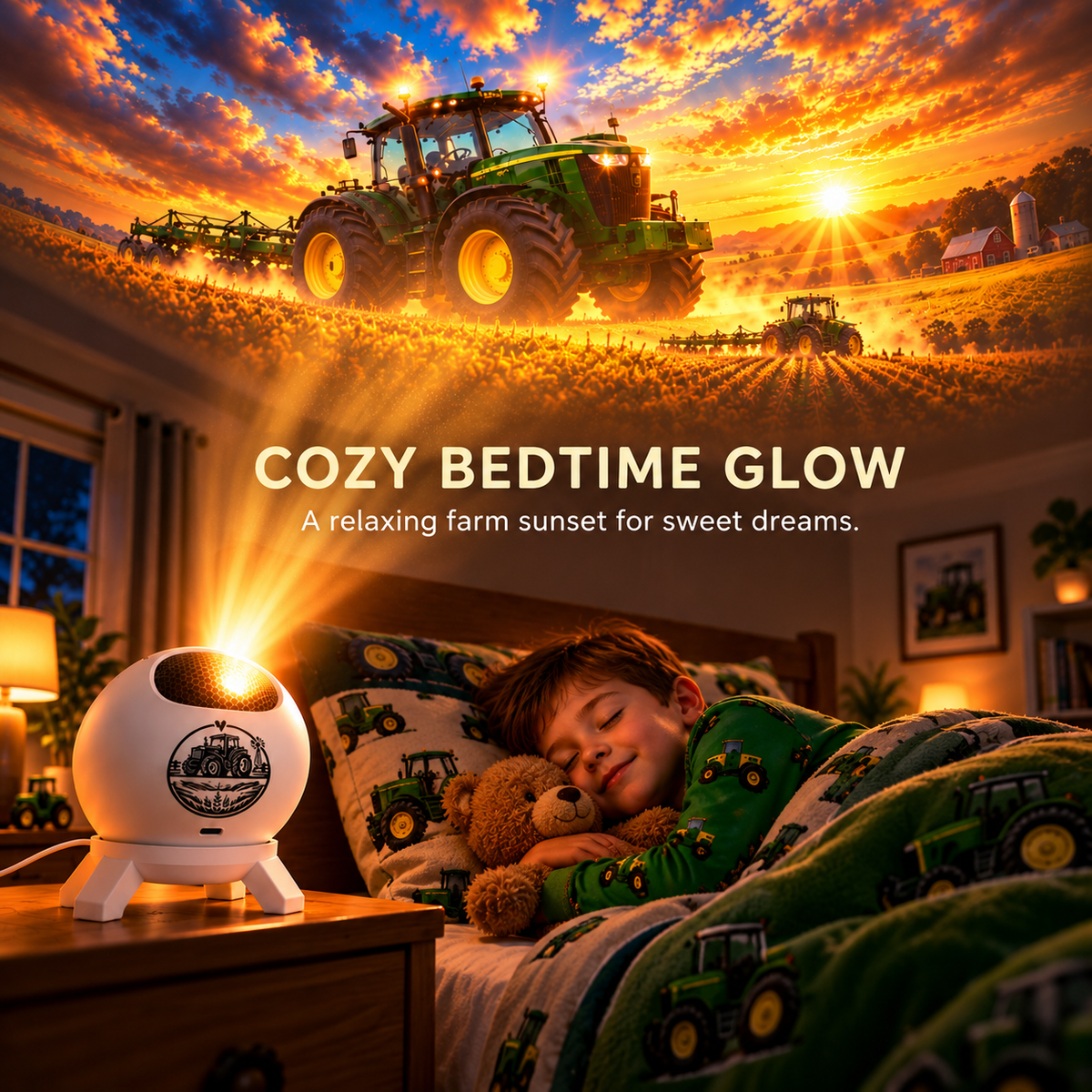 🌾🚜 Farm Adventure Projector – Tractor-Themed Bedroom Light