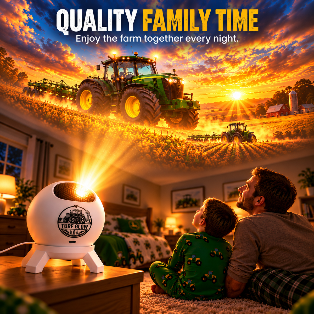 🌾🚜 Farm Adventure Projector – Tractor-Themed Bedroom Light