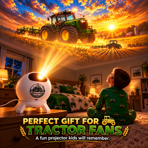 🌾🚜 Farm Adventure Projector – Tractor-Themed Bedroom Light