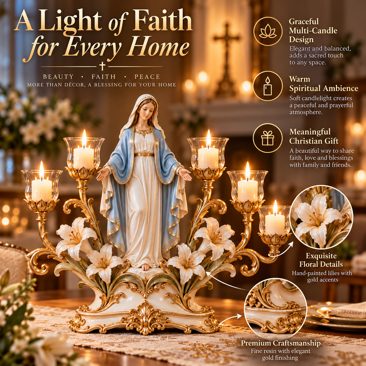 🔥 LAST DAY 49% OFF | ✝️✨ Heavenlit Grace™ | Christian Candleholder