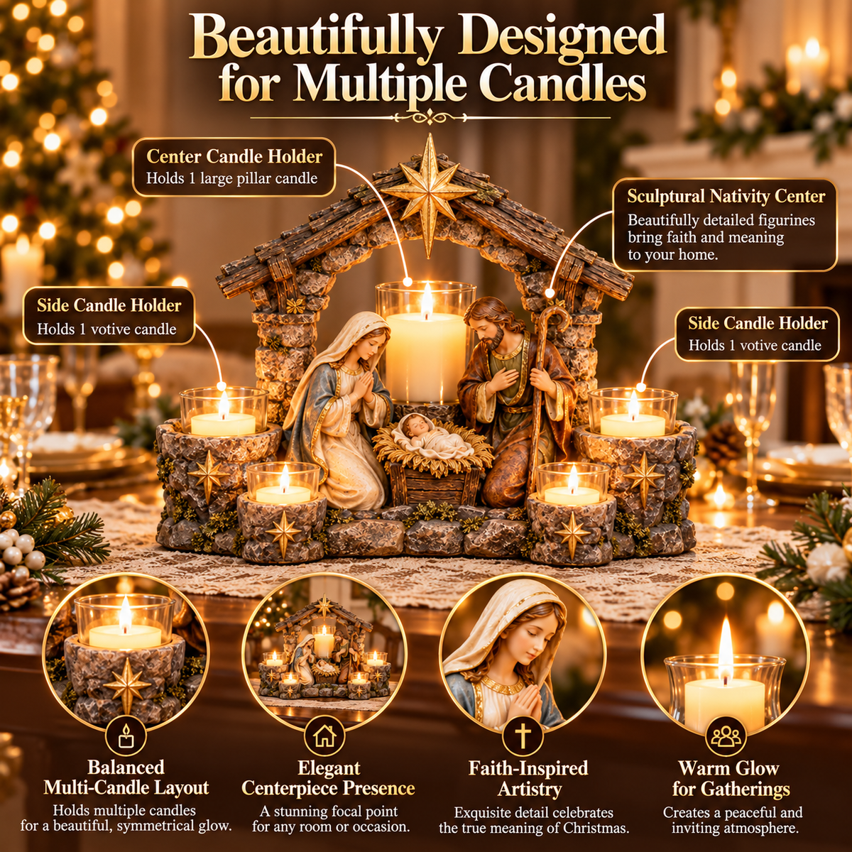 🔥 LAST DAY 49% OFF | ✝️✨ Heavenlit Grace™ | Christian Candleholder