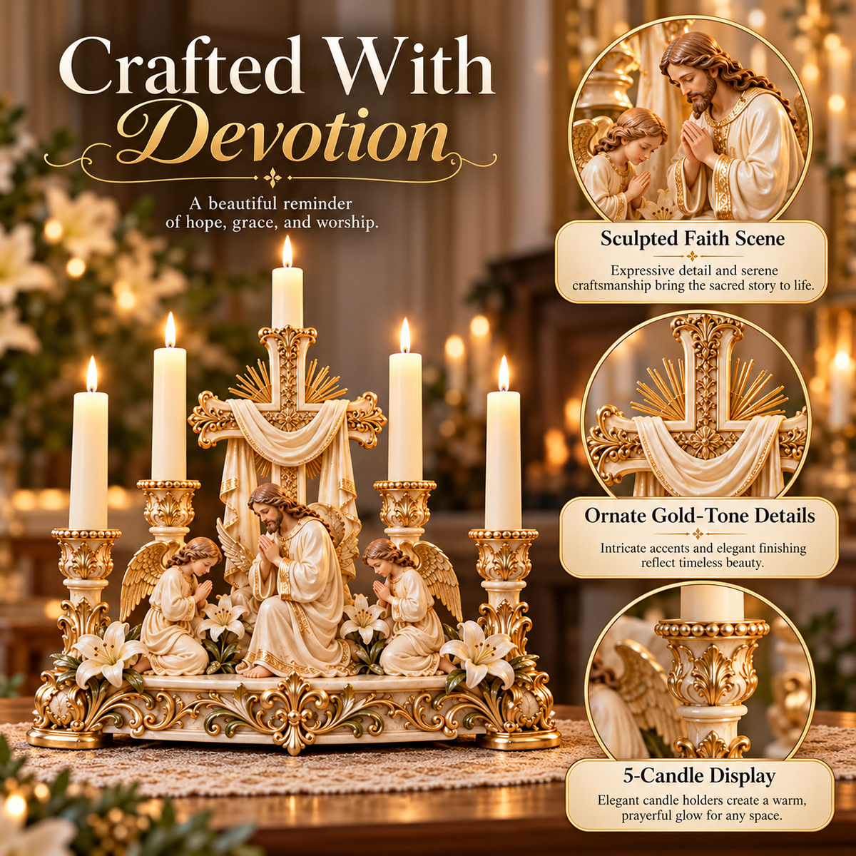🔥 LAST DAY 49% OFF | ✝️✨ Heavenlit Grace™ | Christian Candleholder