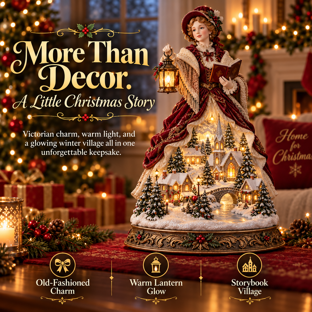 🔥 Last Day 49% OFF |✨🎶 Christmas Carol Belle™ | Victorian Lighted Tabletop Figurine