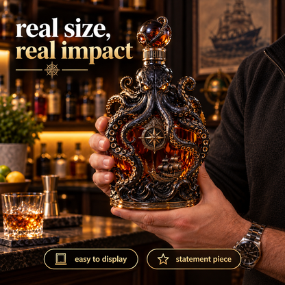 🐙Kraken Voyage Octopus Whiskey Decanter | Gothic Nautical Bar Centerpiece