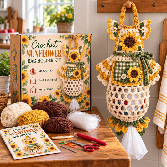 🌸🧶 Bloom & Apron™ | Vintage Floral Crochet Bag Holder DIY Kit