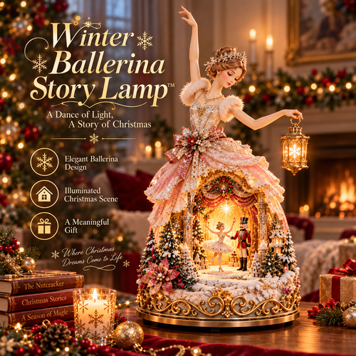 🩰✨ Winter Ballerina Story Lamp – A Glowing Christmas World Beneath Her Dress