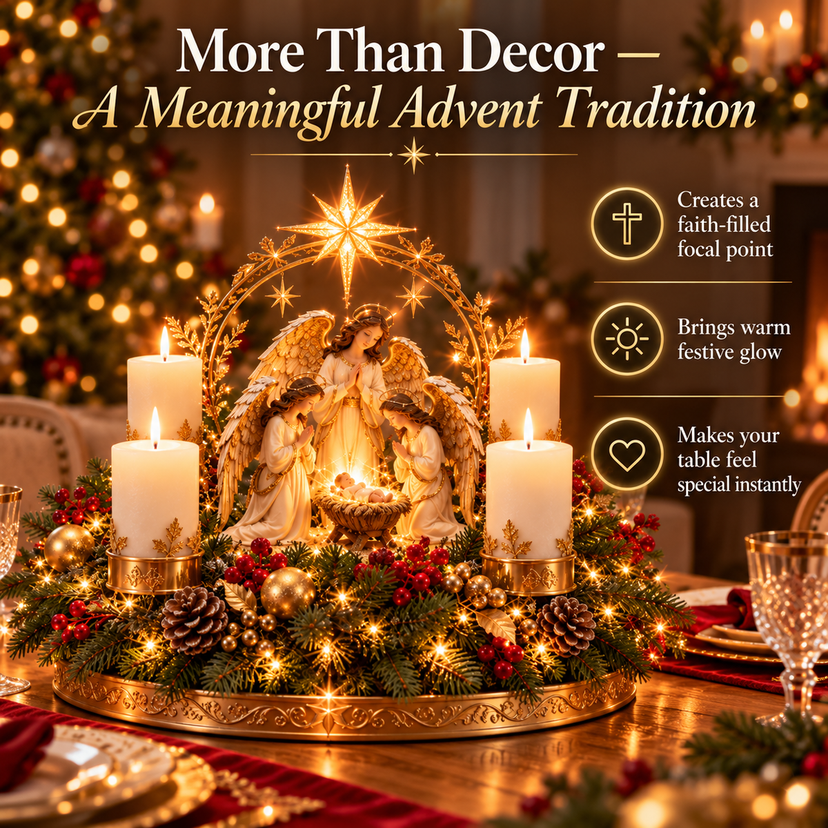 ✨ Candlelight at Bethlehem | Holy Family Nativity Christmas Centerpiece ✝️