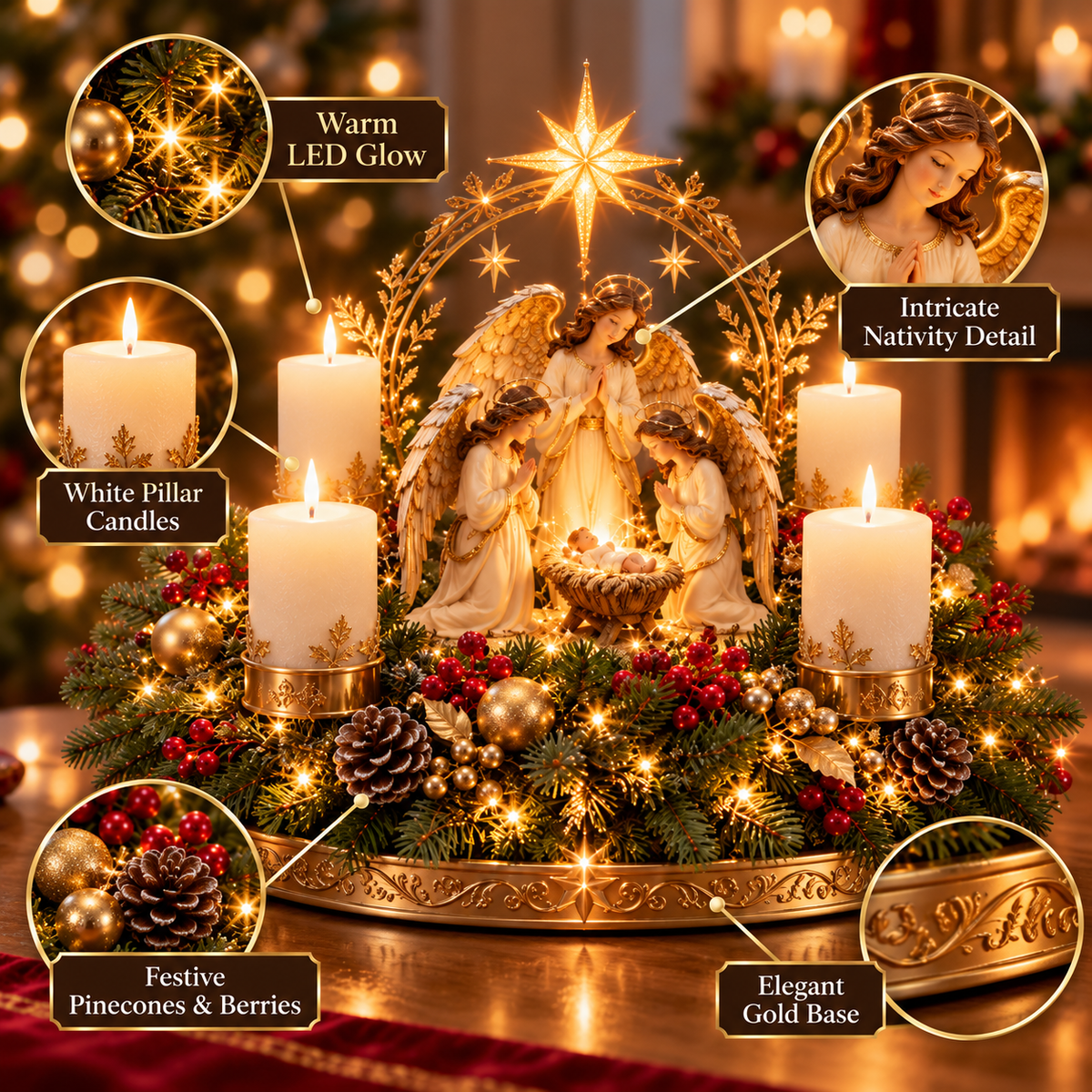 ✨ Candlelight at Bethlehem | Holy Family Nativity Christmas Centerpiece ✝️