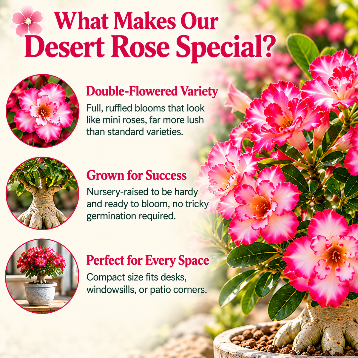 ✨🌸 Desert Rose – Low-Maintenance Exotic Flowering Plant
