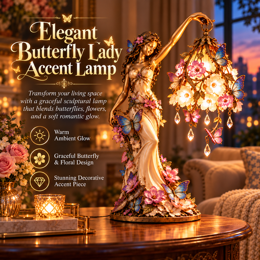 🦋💎 Crystal Butterfly Lady Lamp – Romantic Floral Table Decor