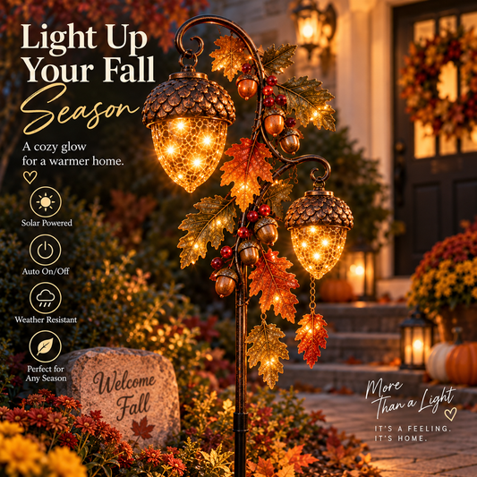 🔥 Last Day 49% OFF | 🍁 Autumn Acorn Glow™ | Solar Double Acorn Garden Light
