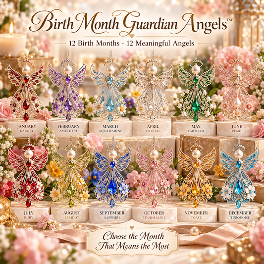 👼💎 Birth Month Guardian Angels — 12 Birthstone-Inspired Angel Figurines for Personalized Gifting