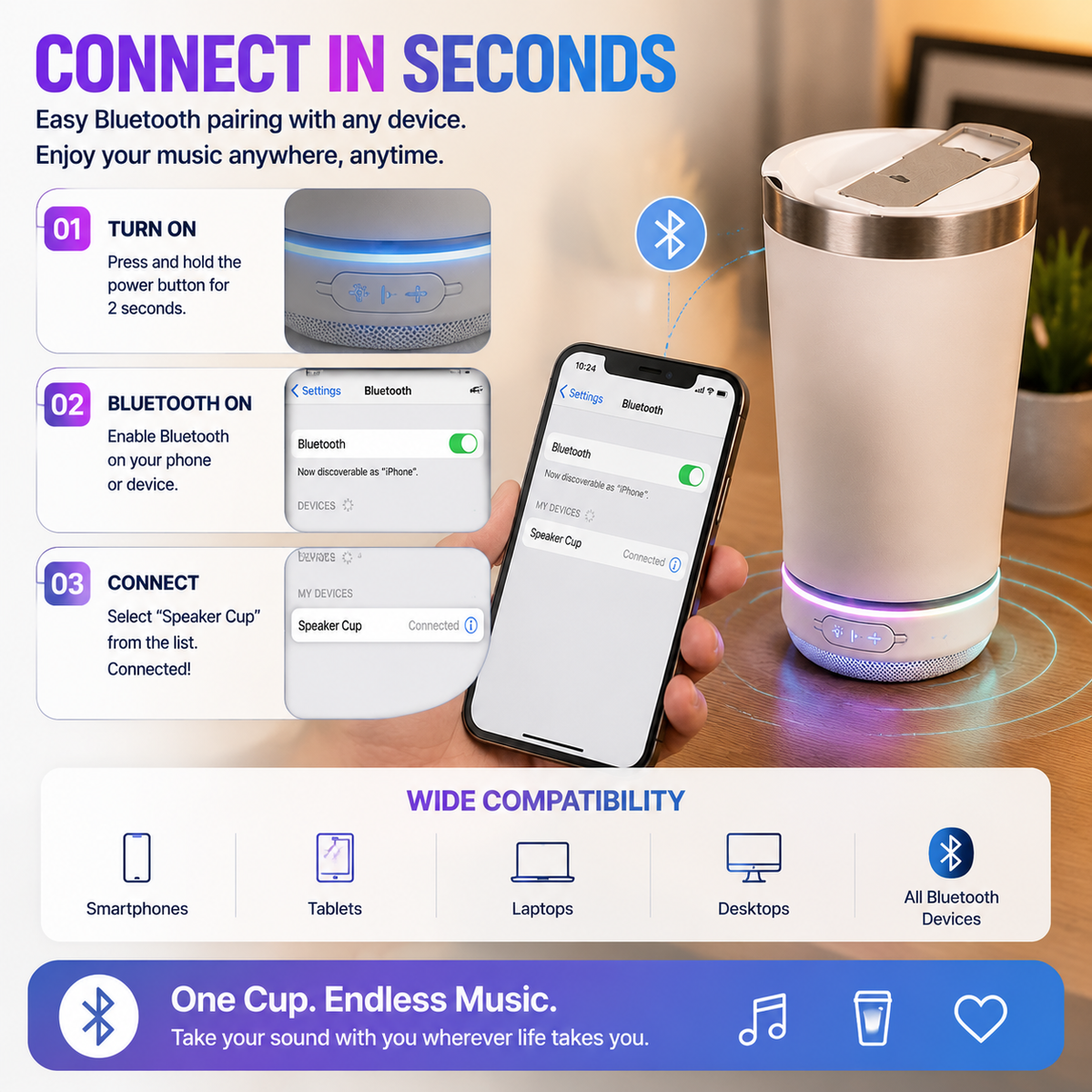 🎵🥤 GlowBeats™ | Bluetooth Speaker Tumbler with RGB Light