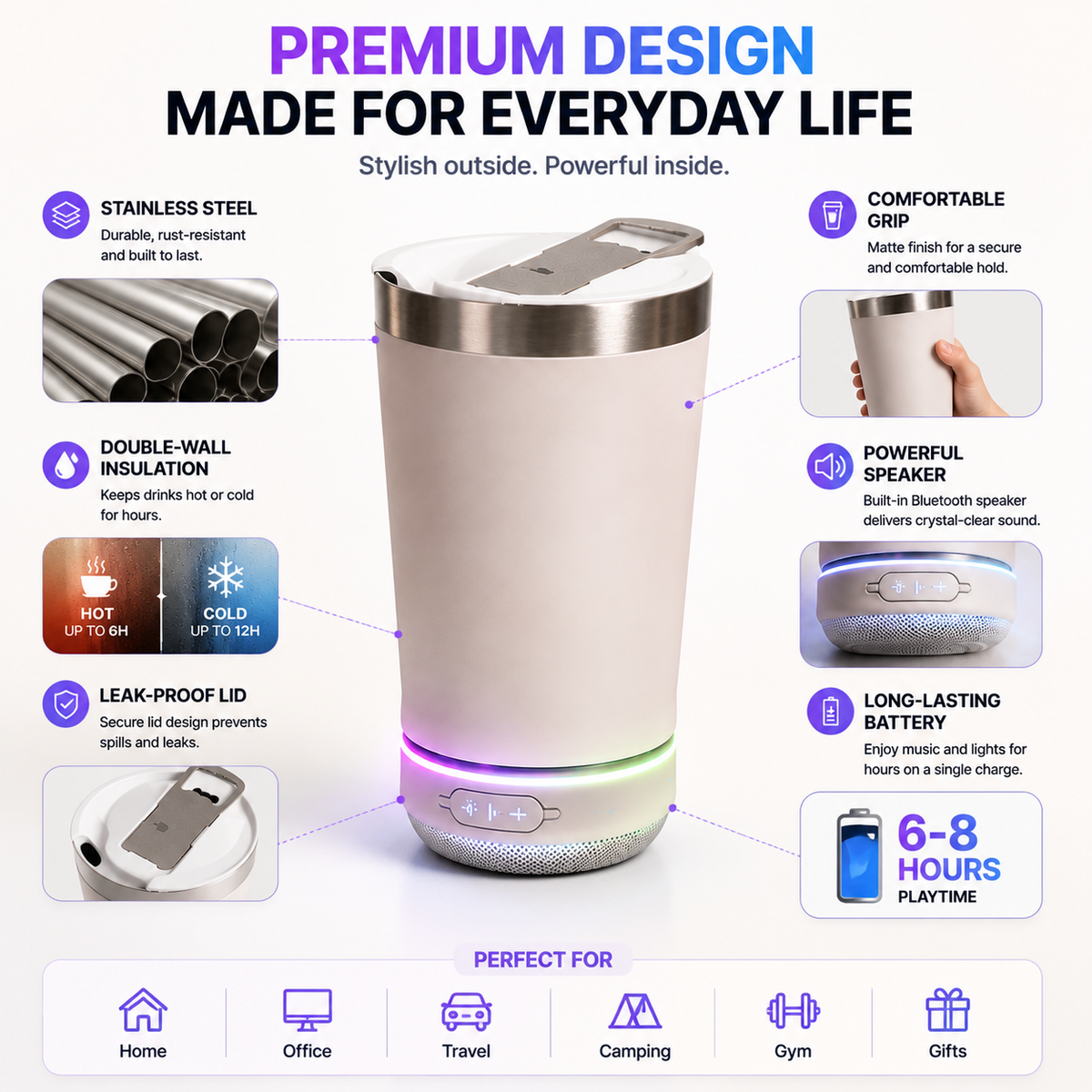 🎵🥤 GlowBeats™ | Bluetooth Speaker Tumbler with RGB Light