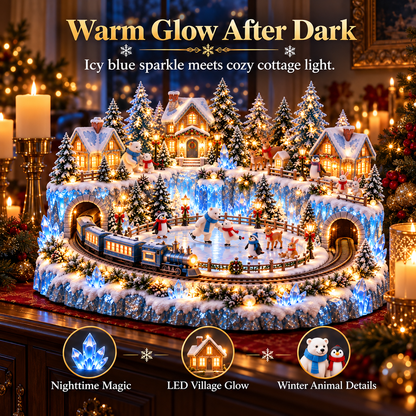 ❄️🚂 Winter Wonderland Express™ | Lighted Animal Ice Village with Moving Train & Skating Scene