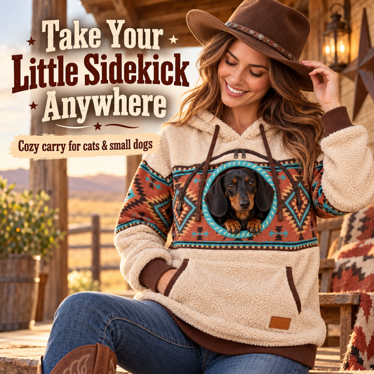 🤠 Carry Your Little Cowboy | Western Pet Carrier Hoodie for Dogs & Cats 🐾