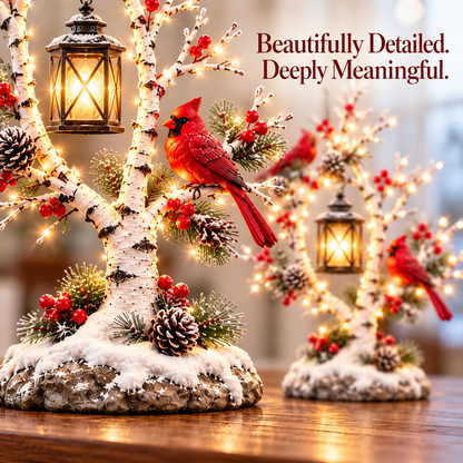 ❤️🐦 Winter Cardinals™ – Glowing Birch Lantern Tree of Love & Remembrance ✨