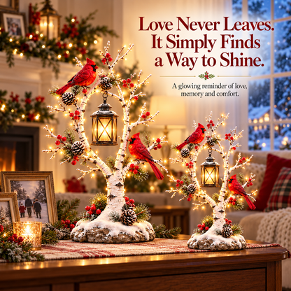 ❤️🐦 Winter Cardinals™ – Glowing Birch Lantern Tree of Love & Remembrance ✨