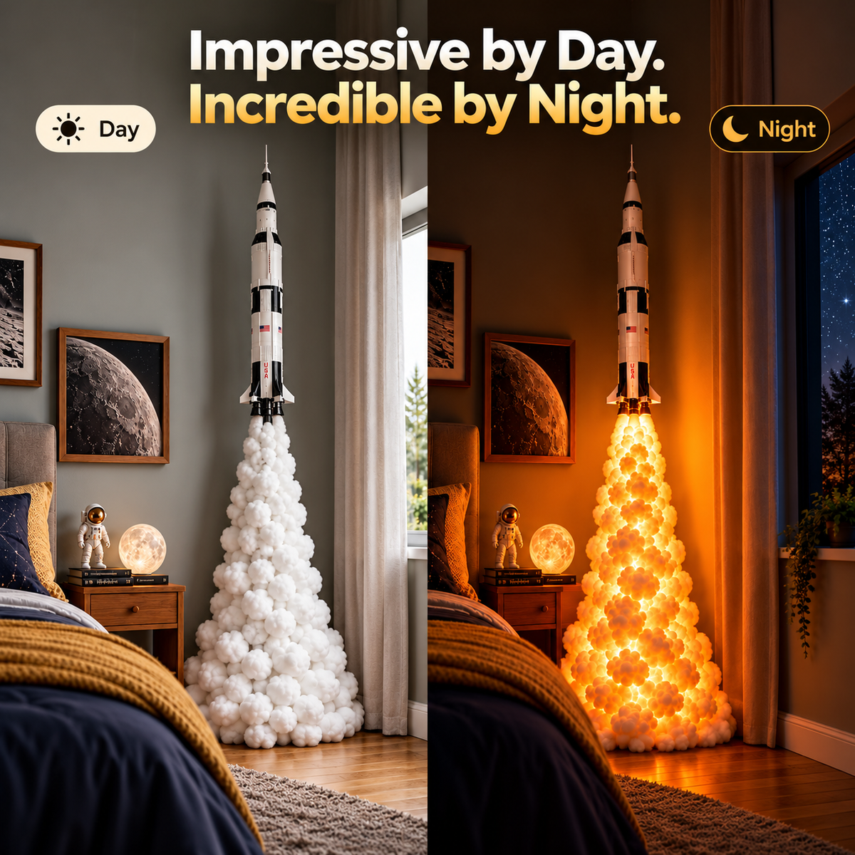 🚀🔥 Rocket Launch Cloud Lamp™ – 3D LED Blast-Off Wall Light