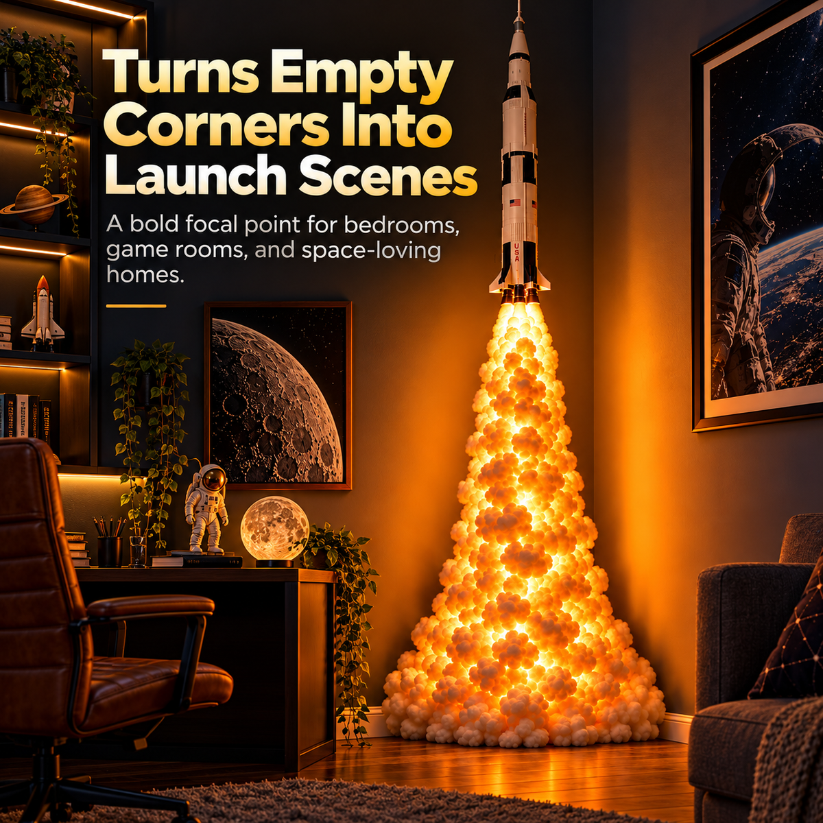 🚀🔥 Rocket Launch Cloud Lamp™ – 3D LED Blast-Off Wall Light