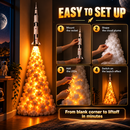 🚀🔥 Rocket Launch Cloud Lamp™ – 3D LED Blast-Off Wall Light