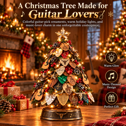 🎸🎄 Guitar Pick Christmas Tree™ – Lighted Music Lover Tabletop Holiday Decor