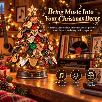 🎸🎄 Guitar Pick Christmas Tree™ – Lighted Music Lover Tabletop Holiday Decor