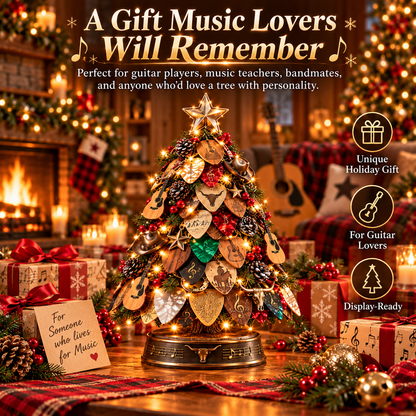🎸🎄 Guitar Pick Christmas Tree™ – Lighted Music Lover Tabletop Holiday Decor