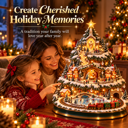 ✨LAST DAY 49% ✝️ Lighted Nativity Christmas Village Tree – Bethlehem Holy Night Holiday Display