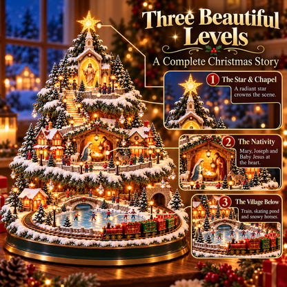 ✨LAST DAY 49% ✝️ Lighted Nativity Christmas Village Tree – Bethlehem Holy Night Holiday Display