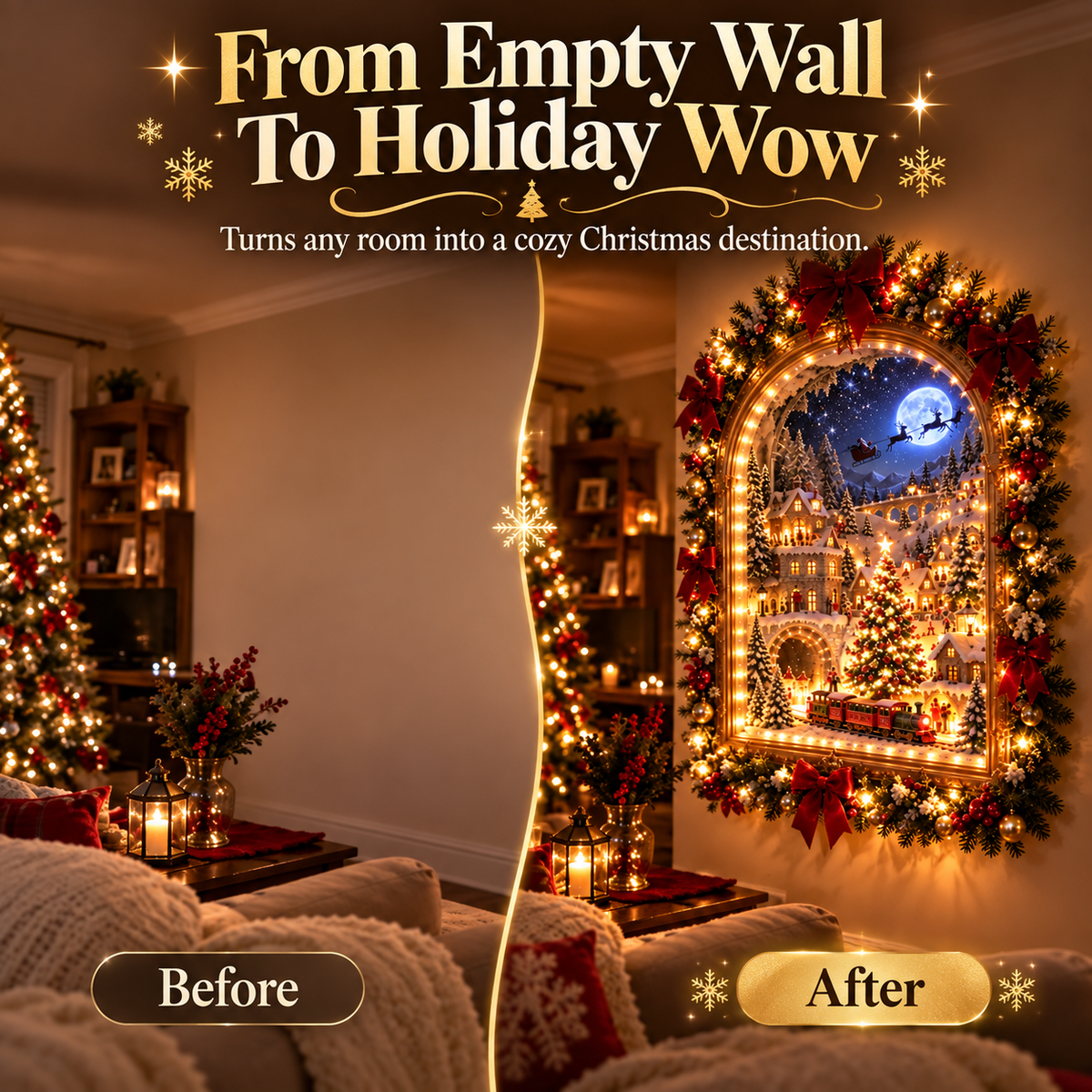 ⭐ 🎄✨ Christmas Magic Portal | A Moving Christmas Village Inside Your Wall