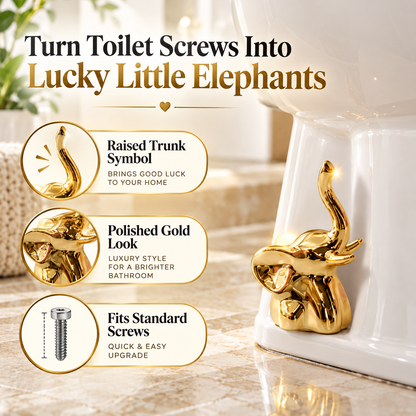 🐘✨Golden Lucky Elephant Toilet Bolt Caps | Trunk-Up Prosperity Bathroom Decor