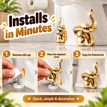 🐘✨Golden Lucky Elephant Toilet Bolt Caps | Trunk-Up Prosperity Bathroom Decor