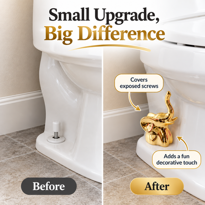 🐘✨Golden Lucky Elephant Toilet Bolt Caps | Trunk-Up Prosperity Bathroom Decor