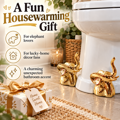 🐘✨Golden Lucky Elephant Toilet Bolt Caps | Trunk-Up Prosperity Bathroom Decor