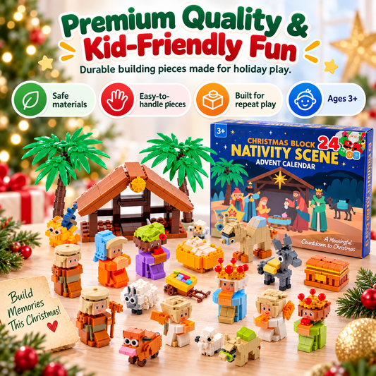 ✝️ 2026 Nativity Building Blocks Advent Calendar – 24 Days of Christmas Story Fun for Kids 🎄