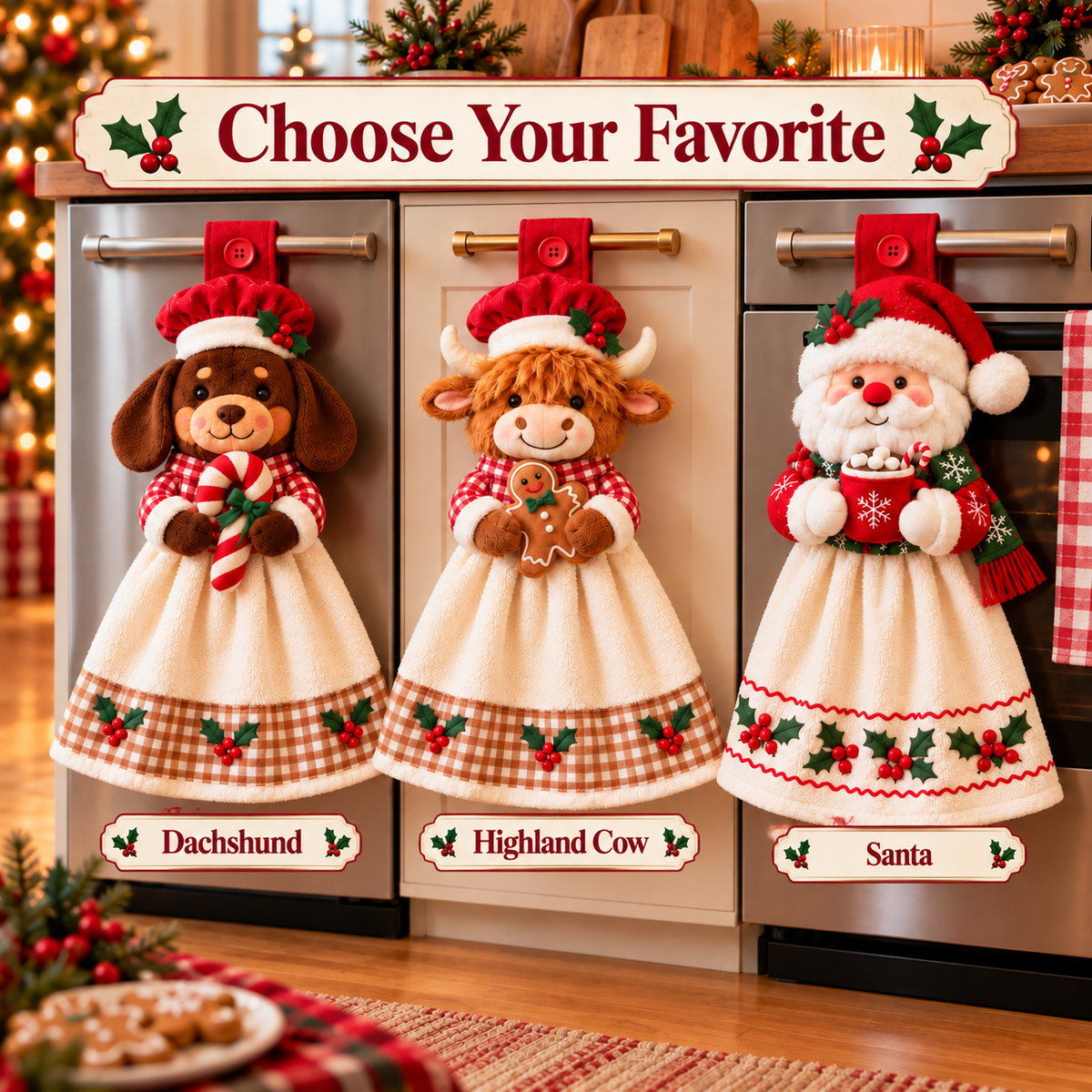 🎄🧻 Merry Kitchen Friends™ | Christmas Hanging Hand Towels – 3 Styles