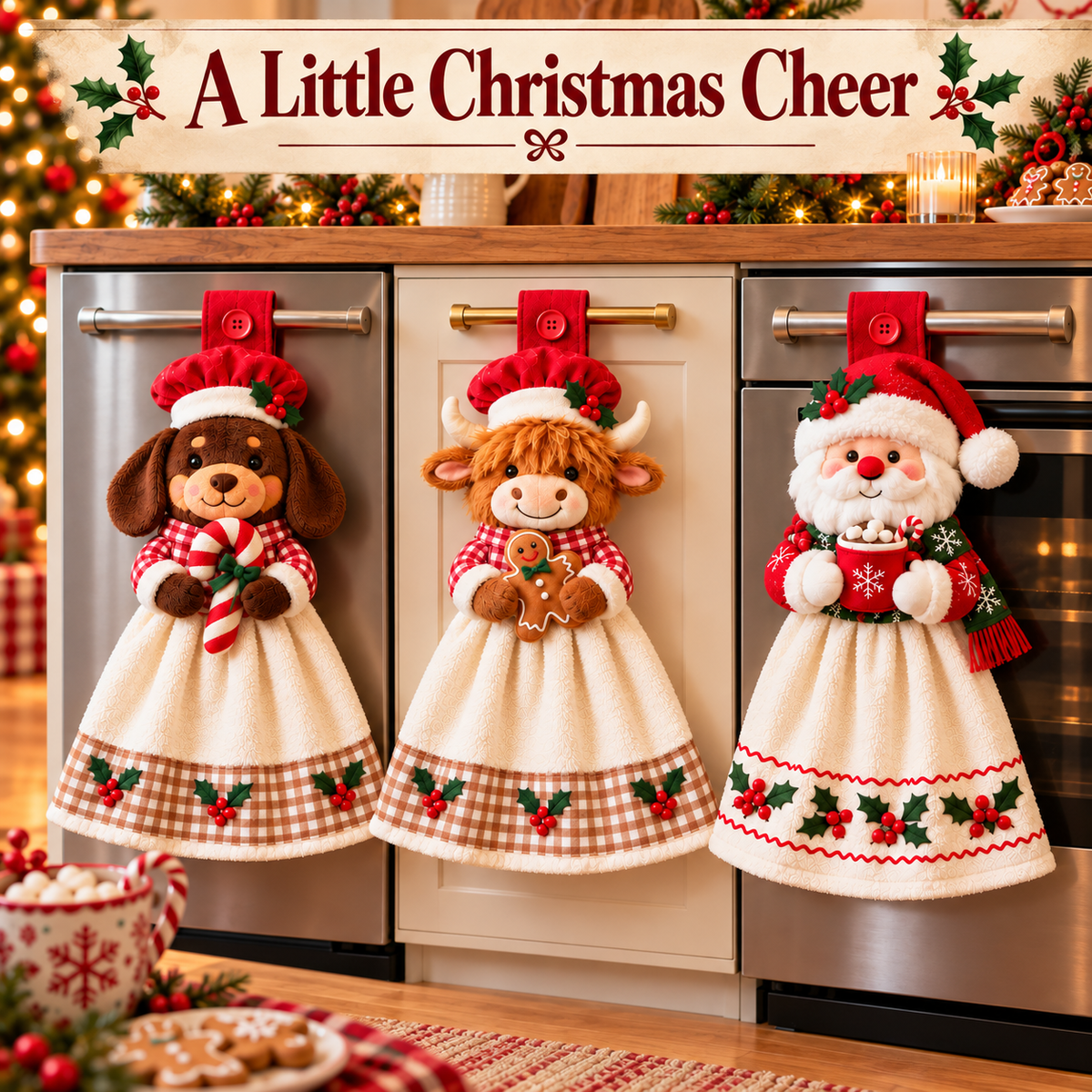 🎄🧻 Merry Kitchen Friends™ | Christmas Hanging Hand Towels – 3 Styles