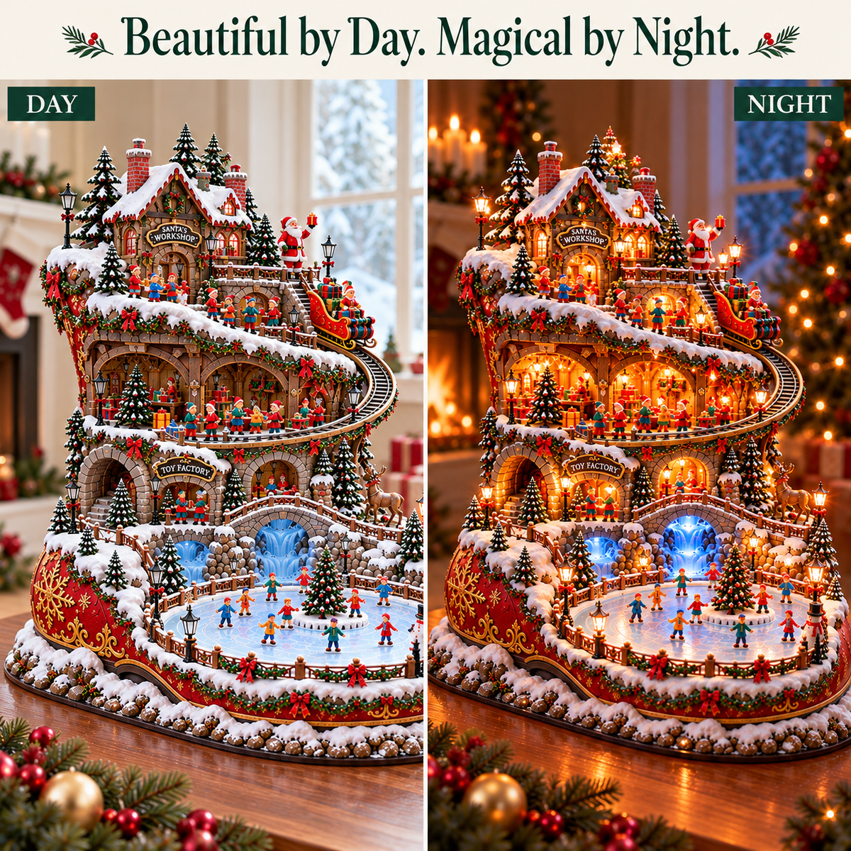 ✨LAST DAY 49% OFF🎅 Santa’s Workshop Christmas Village — Light-Up Boot-Shaped Holiday Decoration