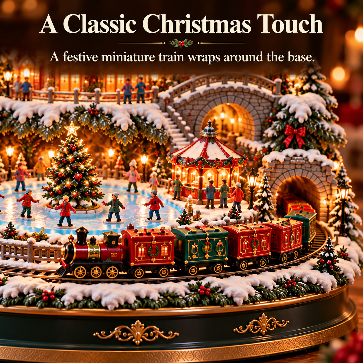 🎄 Lighted 3-Tier Christmas Village Tree – Magical Holiday Tabletop Decor