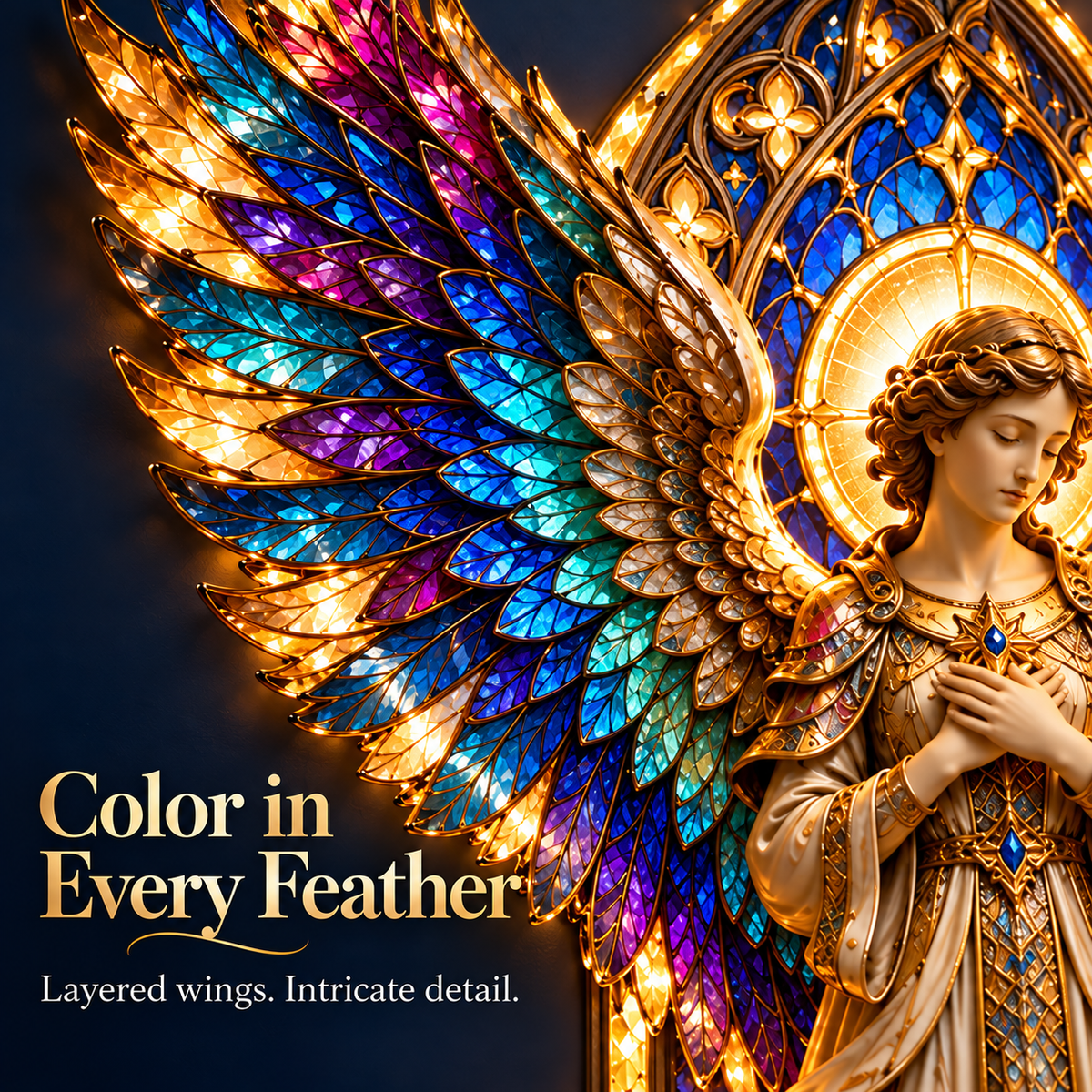 🙏✨ Rainbow-Winged Praying Angel Wall Light | A Little Heaven at Home