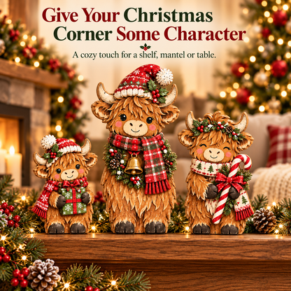 🐮🎄 Cozy Christmas Highland Herd™ | Festive Cow Figurines