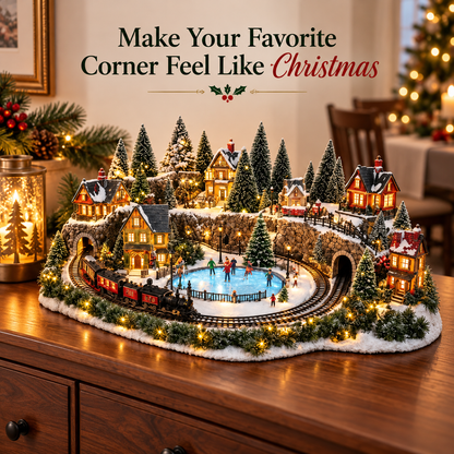 🔥 LAST DAY 49% OFF | 🚂❄️ Winter Rail & Rink™ | Animated Christmas Village Scene