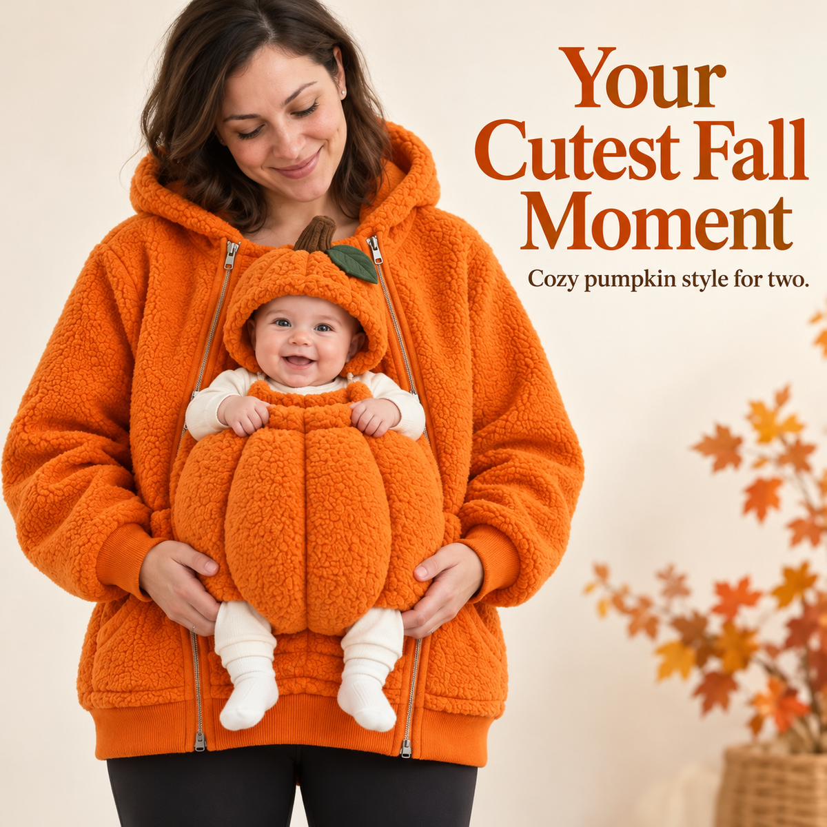 🎃🎅 Mom & Baby Holiday Cuddle Jacket – Pumpkin & Santa Styles