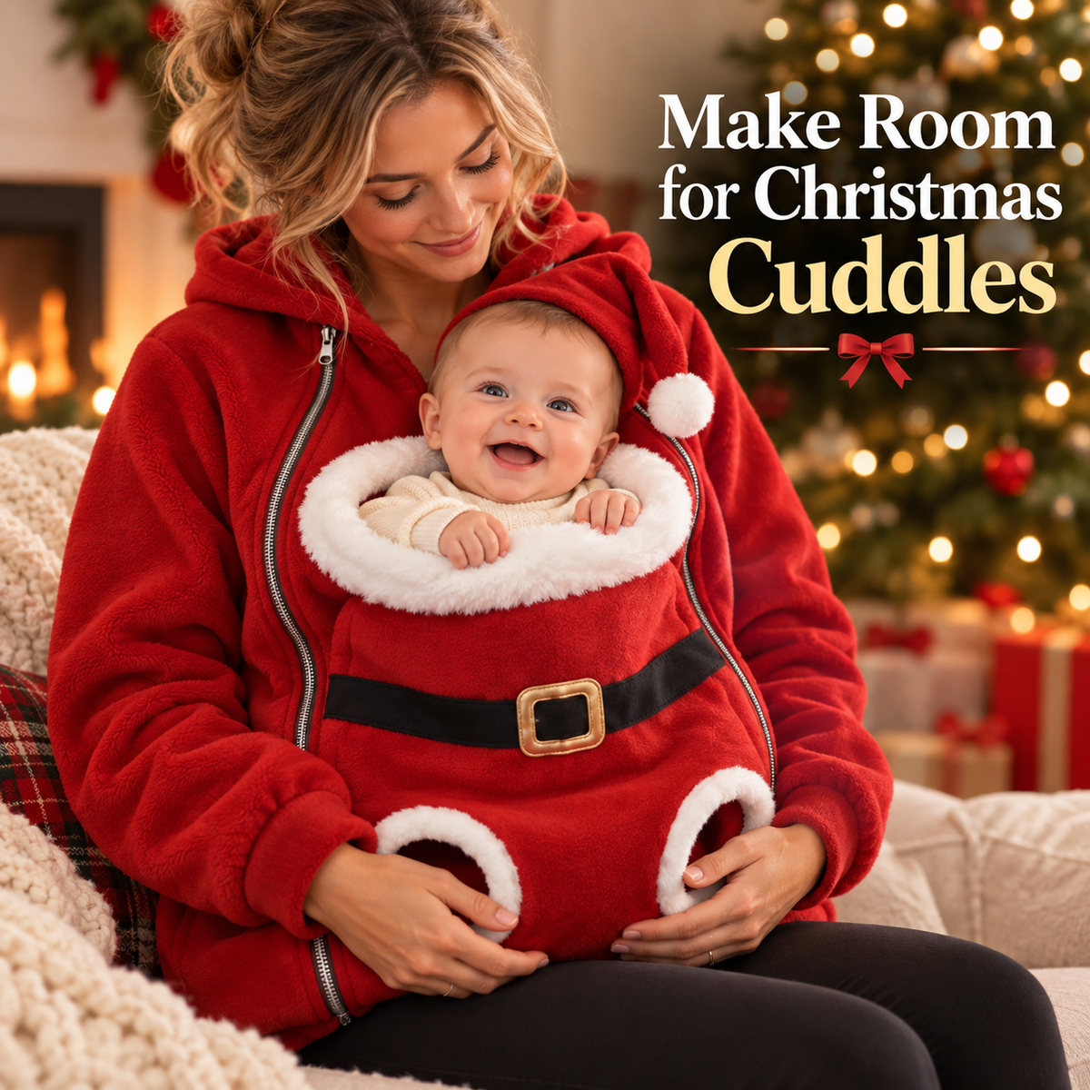🎃🎅 Mom & Baby Holiday Cuddle Jacket – Pumpkin & Santa Styles
