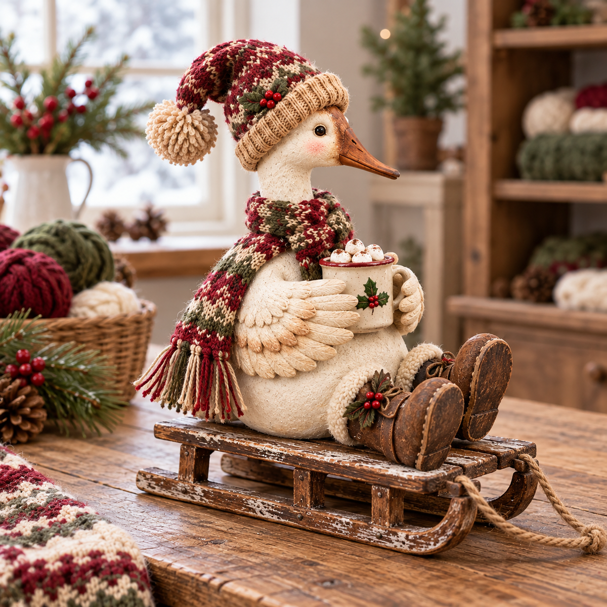 ⛷️🪿 Slope-Side Goose™ | Cozy Vintage Christmas Figurine